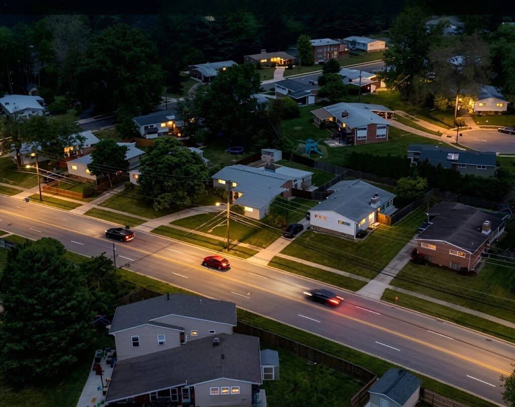 Aerial View of neighborhood, Pikesville, MD